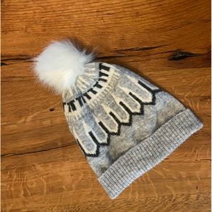 Vero Moda Cozy PomPom Beanie, NWT, Fun Pattern of Dark & Light Gray & White, OS
